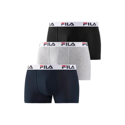Boxer FILA, Herren, Gr. XXL, blau (navy, grau, meliert, schwarz), Single Jersey, Obermaterial: 95% Baumwolle, 5% Elasthan. Graumeliert (Obermaterial): 67% Baumwolle, 28% Elasthan, 5% Polyester, unifarben, eng, Unterhosen, mit elastischem Logobund Image