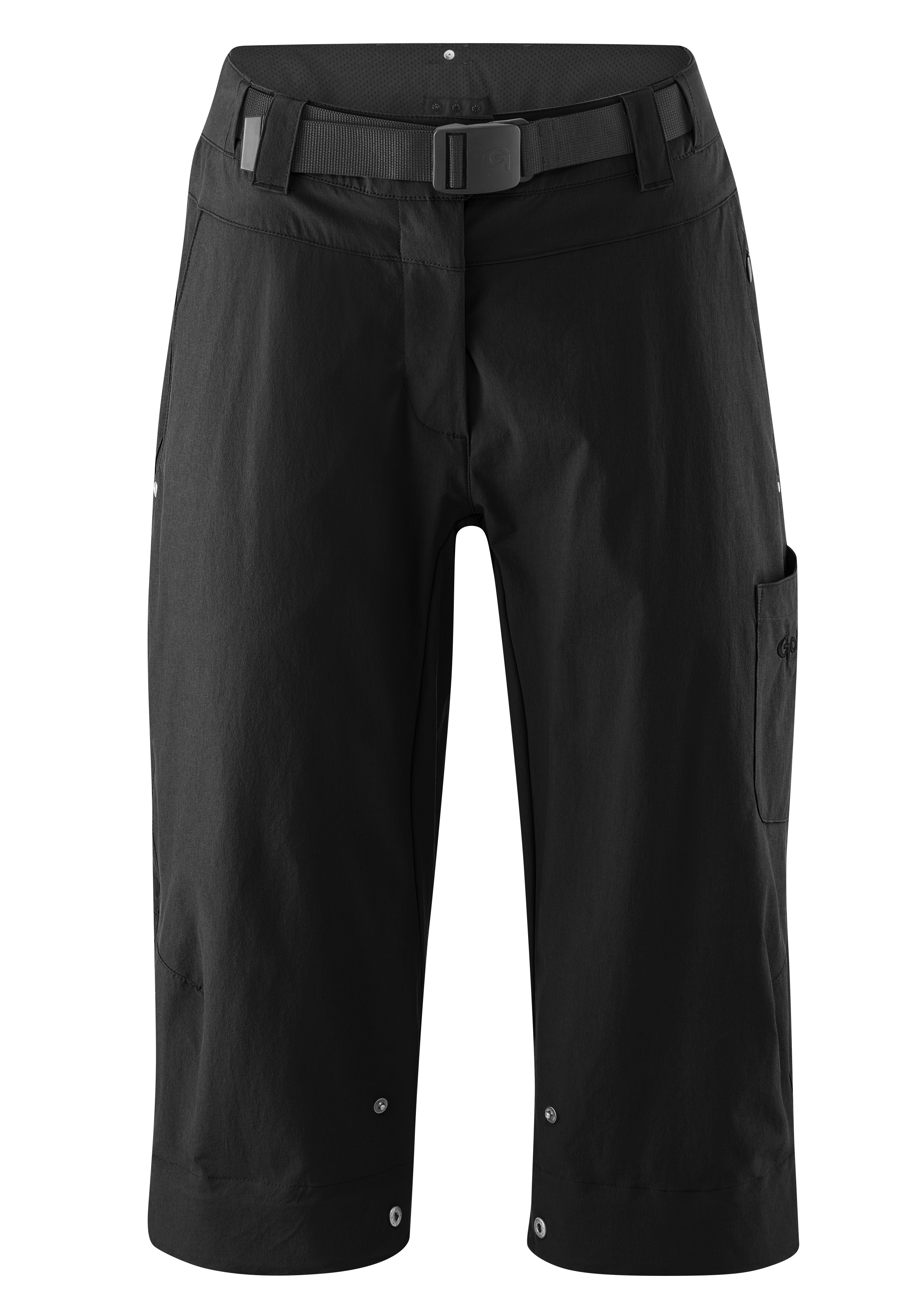 Fahrradhose GONSO "Ruth 3/4", Damen, Gr. 40, Normalgrößen, schwarz, 90% Polyamid, 10% Elastan, Hosen, Damen 3/4 Radhose, Innenhose mit Sitzpolster, Bund inkl. Gürtel Image