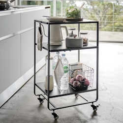 Yamazaki Home Küchenwagen auf Rollen schwarz Metall mit Rollen 3 Ebenen 38x81x49cm Tower 04919 Image