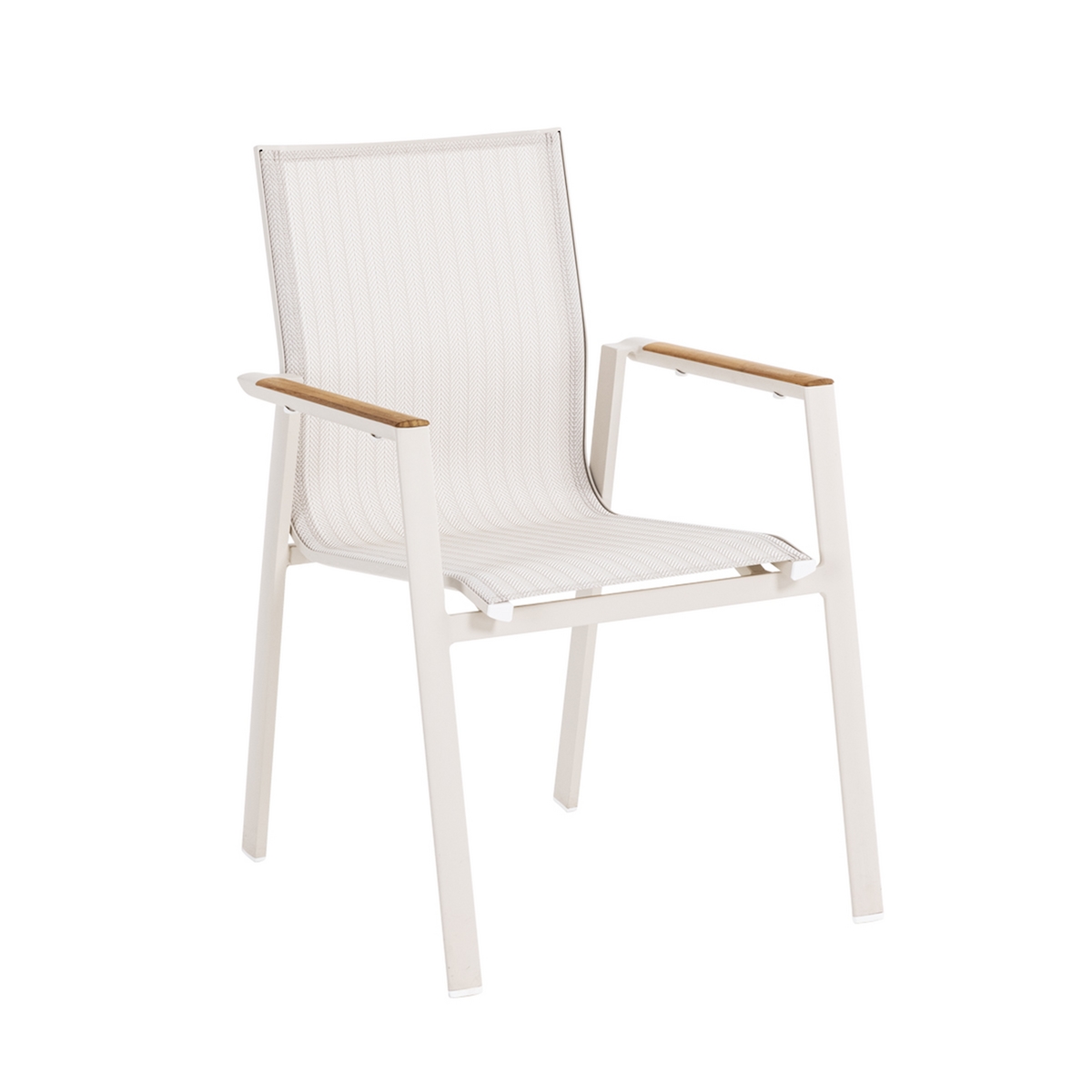 METRO PROFESSIONAL Stapelstuhl mit Teakholz Armlehne, Alu/Textilen-Bespannung, beige Image