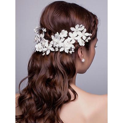 Elegant Floral Bridal Hair Comb with Pearls – Wedding Hair Accessory for Women, Perfect for Brides and Special Occasions