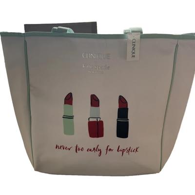 Kate Spade Bags | Kate Spade X Clinique Shopping Shoulder Travel Tote Large White Lipstick | Color: White | Size: 12 X 13