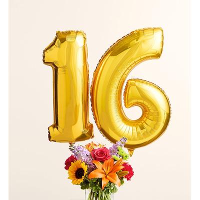 1-800-Flowers Flower Delivery Floral Embrace W/ Number 16 Balloons Medium