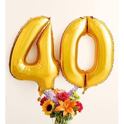 1-800-Flowers Flower Delivery Floral Embrace W/ Number 40 Balloons Medium