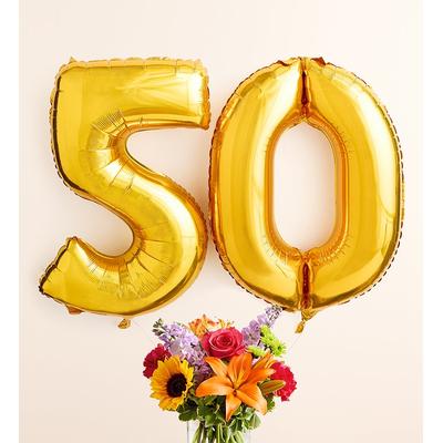 1-800-Flowers Flower Delivery Floral Embrace W/ Number 50 Balloons Medium
