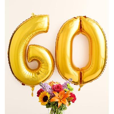1-800-Flowers Flower Delivery Floral Embrace W/ Number 60 Balloons Medium