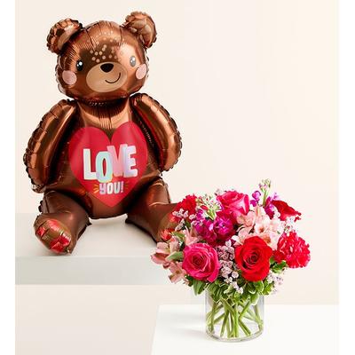 1-800-Flowers Flower Delivery Floral Fantasy Bouquet W/ Love Bear Balloon Medium