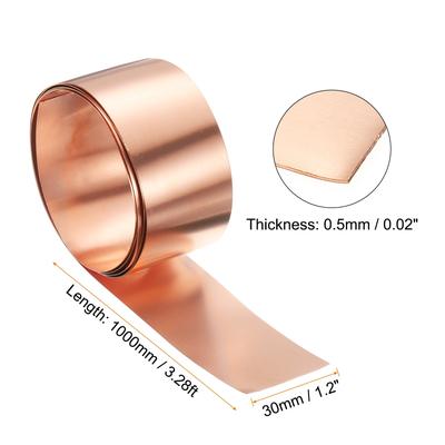 2pcs Copper Sheet Roll 0.1mm Thick Copper Flashing Strip