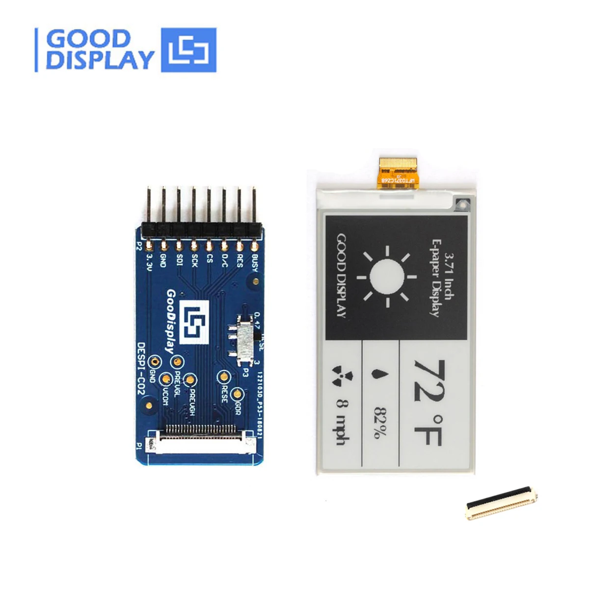 GooDisplay 3,7 Zoll E-Paper E-Ink-Bildschirmmodul SPI mit Epaper HAT, GDEY037T03 Image
