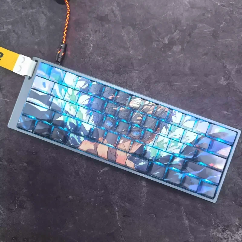 Jujutsu Kaisen Anime-Thema, PBT, fünfseitige, wärmesublimierte, seitlich gravierte Tastenkappen, kompatibel mit mechanischen Tastaturen Image