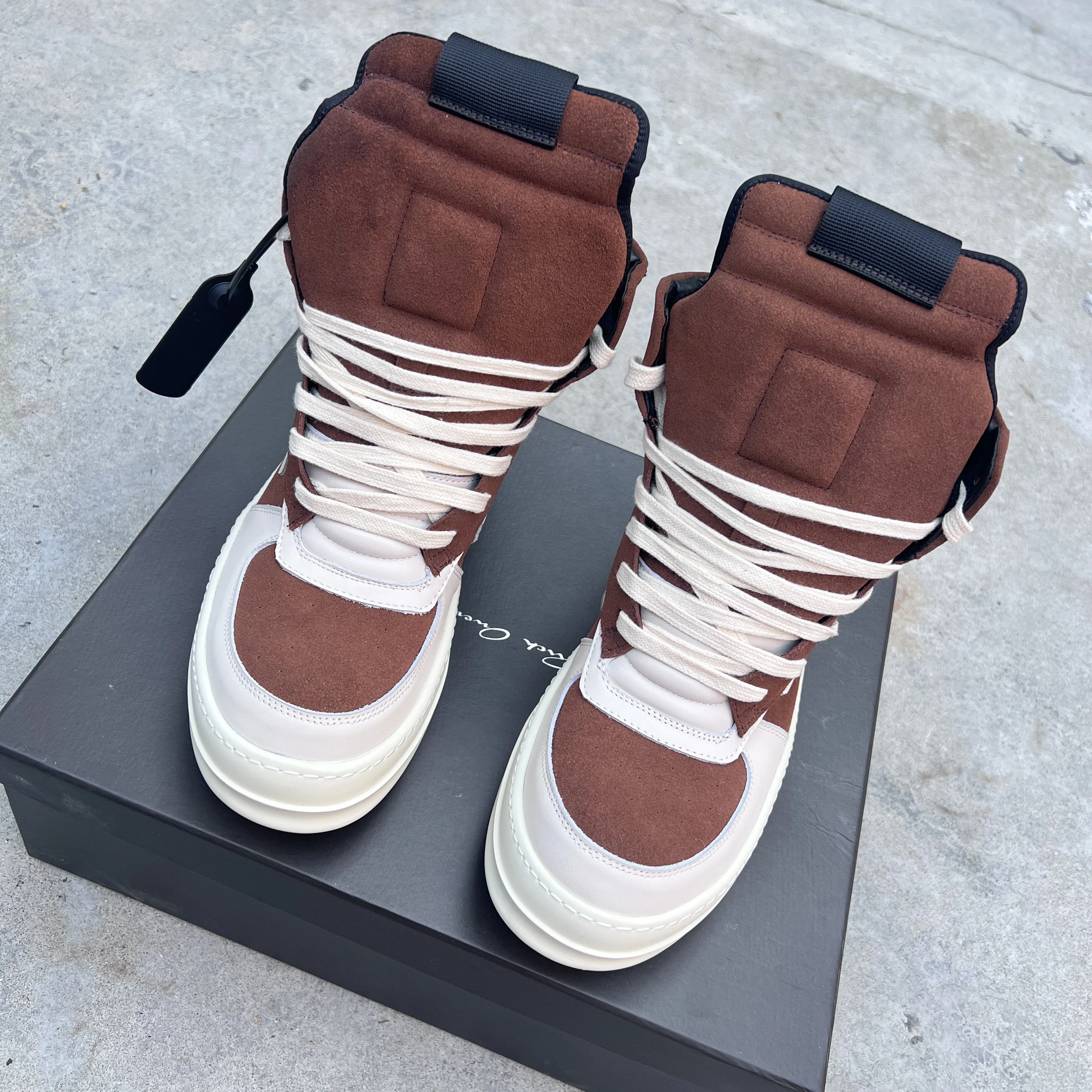 Marke Casual Männer Schuh High Top Frauen Sneaker Qualität Braun Geobasket Kuh Wildleder Zip Luxus Trend Schuh Großen Haken Flache Ankle Boot