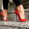 Rote Peep Toe Slip-on-Pumps aus Lackleder, sexy Stilettos, High Heels, High-Heel-Schuhe für Damen, Heels, 2024, neue Zapatos Para Mujere
