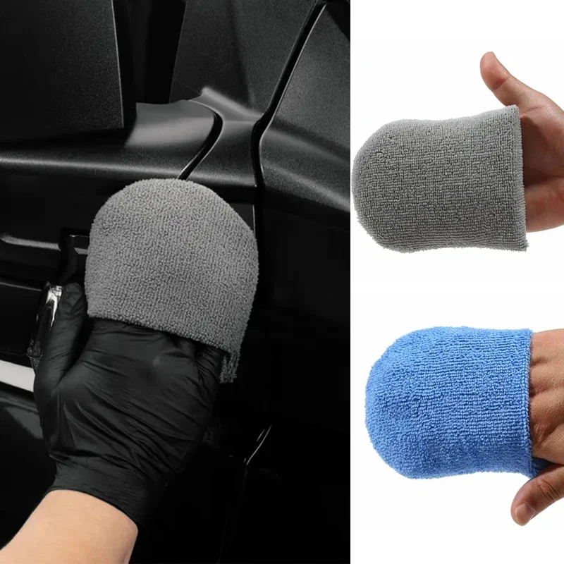 4PCS Weiche Mikrofaser Auto Wachs Applikator Handschuhe Polieren Schwamm Wachs Schaum Applikator Pad Für Auto Reinigung Auto Detaillierung Image