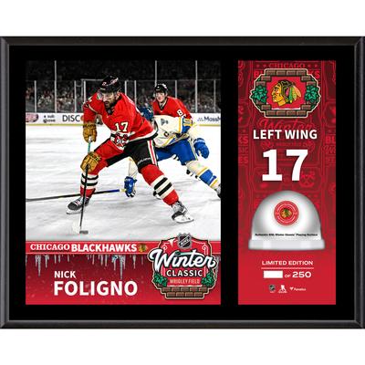 Nick Foligno Chicago Blackhawks 2025 NHL Winter Classic 12" x 15" Sublimationsplakette mit beim Spiel verwendetem Eis - Limitierte Auflage von 250 Stück Image