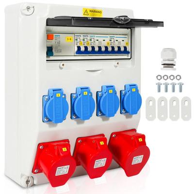 Swanew Stromverteiler Wandverteiler mit Leitungsschutzschalter und fi 1X32A 2X16A 4x230V cee Image