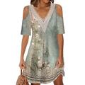 Per donna Abito lungo Abito lungo Abito linea A Abito boho Elegante Moda Informale Da mare Giornaliero Standard Floreale Manica corta A V Rosso Blu Viola Verde Estate Primavera