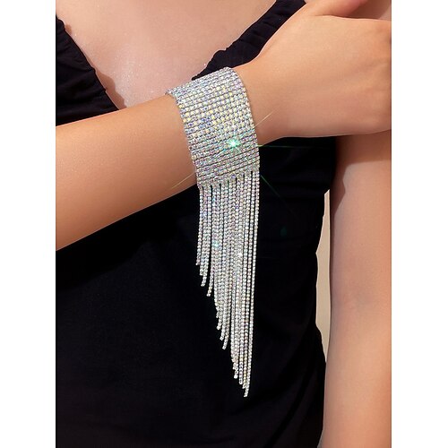 bracciale da donna in strass dorati con design a nappa – eleganti gioielli da sposa per feste, balli di fine anno ed eventi formali