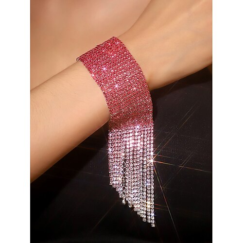 bracciale da donna in strass dorati con design a nappa – eleganti gioielli da sposa per feste, balli di fine anno ed eventi formali