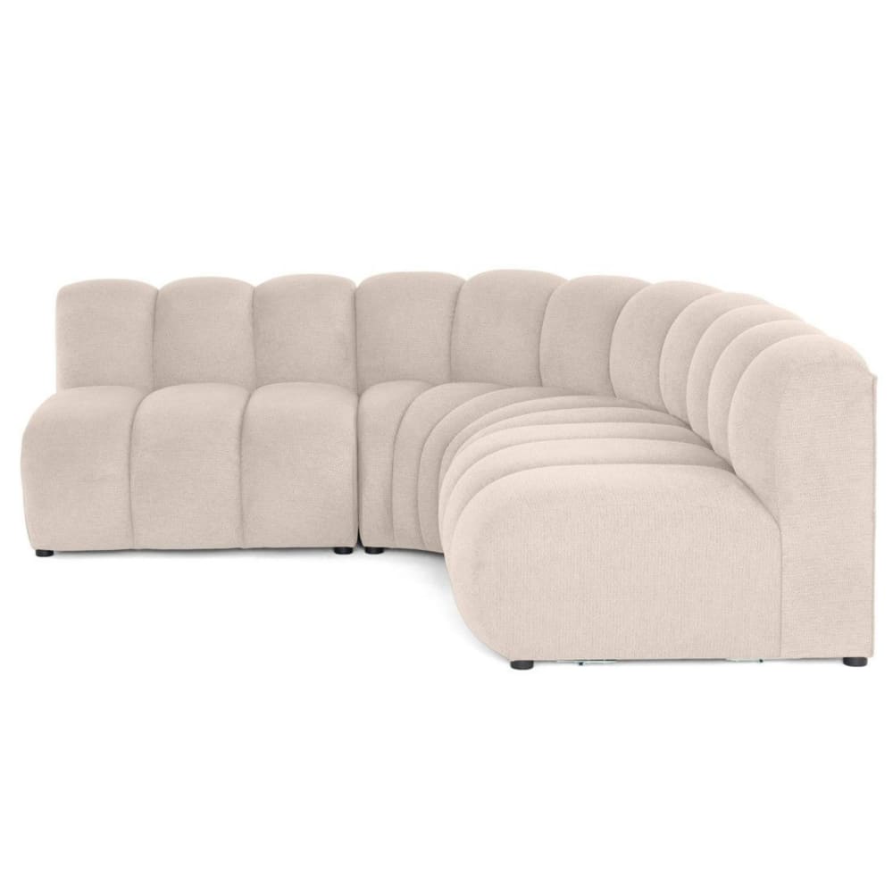 Canapé modulable 4 places angle réversible en tissu texturé beige