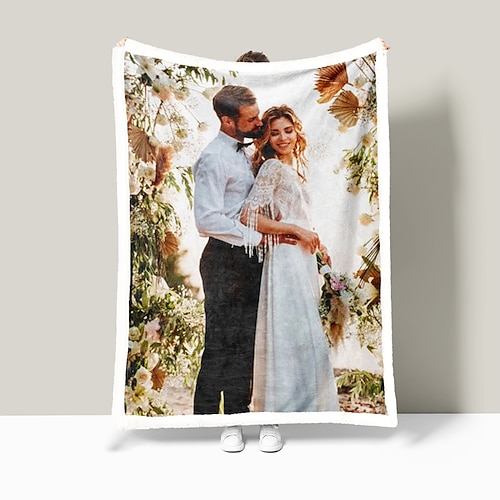 Individualisierte Sherpa-Decken mit Fotos Personalisierte Geschenke für Paare Angepasste Fotodecke Ich liebe dich Geschenke Geburtstagsgeschenk für Frau Mann Freundin Freund Image