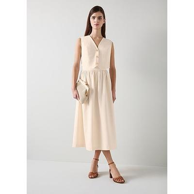 Pernille Cream Waistcoat Cotton Mix Dress Ecru, Ecru