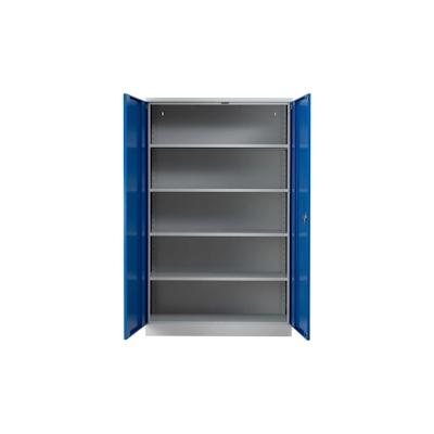 PROREGAL Stahlschrank BEE mit 4 lackierten Fachböden | HxBxT 195x120x60cm | Grau-Blau | Werkstattschrank Werkzeugschrank Aktenschrank Universalschrank Image