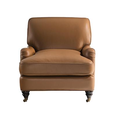 Janelle Leather Chair - Chocolate Leather, Latte - Ballard Designs