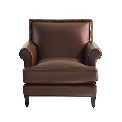 Juliana Leather Chair - Espresso Leather, Latte - Ballard Designs