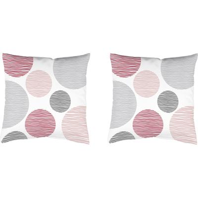 Dekokissen HOME WOHNIDEEN "BORDEN" Gr. 1, rosa (rosa, bedruckt), B:40cm L:40cm, Polyester, Dekokissen_Sitzkissen_Kissenhüllen, Kissenhülle mit Füllung, 2 Stück Image