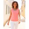 Shirttop CASUAL LOOKS, Damen, Gr. 46, rosa (flamingo), 95% Baumwolle, 5% Elasthan, unifarben, Rundhals, ohne Ärmel, Tops