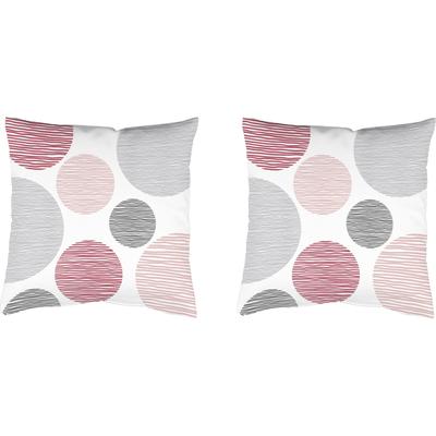 Dekokissen HOME WOHNIDEEN "BORDEN" Gr. 1, rosa (rosa, bedruckt), B:40cm L:40cm, Polyester, Dekokissen_Sitzkissen_Kissenhüllen, Kissenhülle ohne Füllung, 2 Stück Image