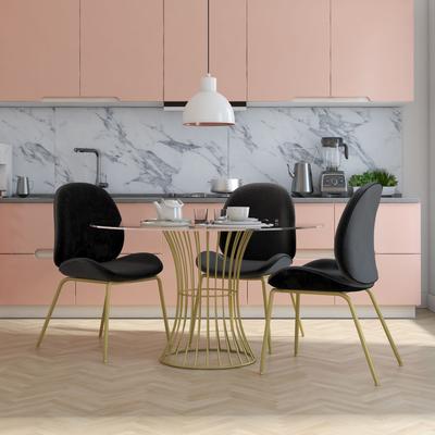 Esszimmerstuhl "Astor", schwarz (schwarz, messingfarben), B:47cm H:85cm T:58cm, Stoff, COSMOLIVING BY COSMOPOLITAN, Stühle, Sitz und Rücken gepolstert, messingfarbenenes Gestell, Sitzhöhe 47 cm Image