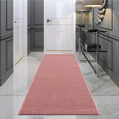 Teppich CARPET CITY "Friseé-Teppich FANCY900", rosa (rosé), B:80cm H:12mm L:150cm, Polypropylen, Teppiche, Läufer, Kurzflor, Einfarbig, 3D-Optik, Streifen Look, Wohnzimmer Image