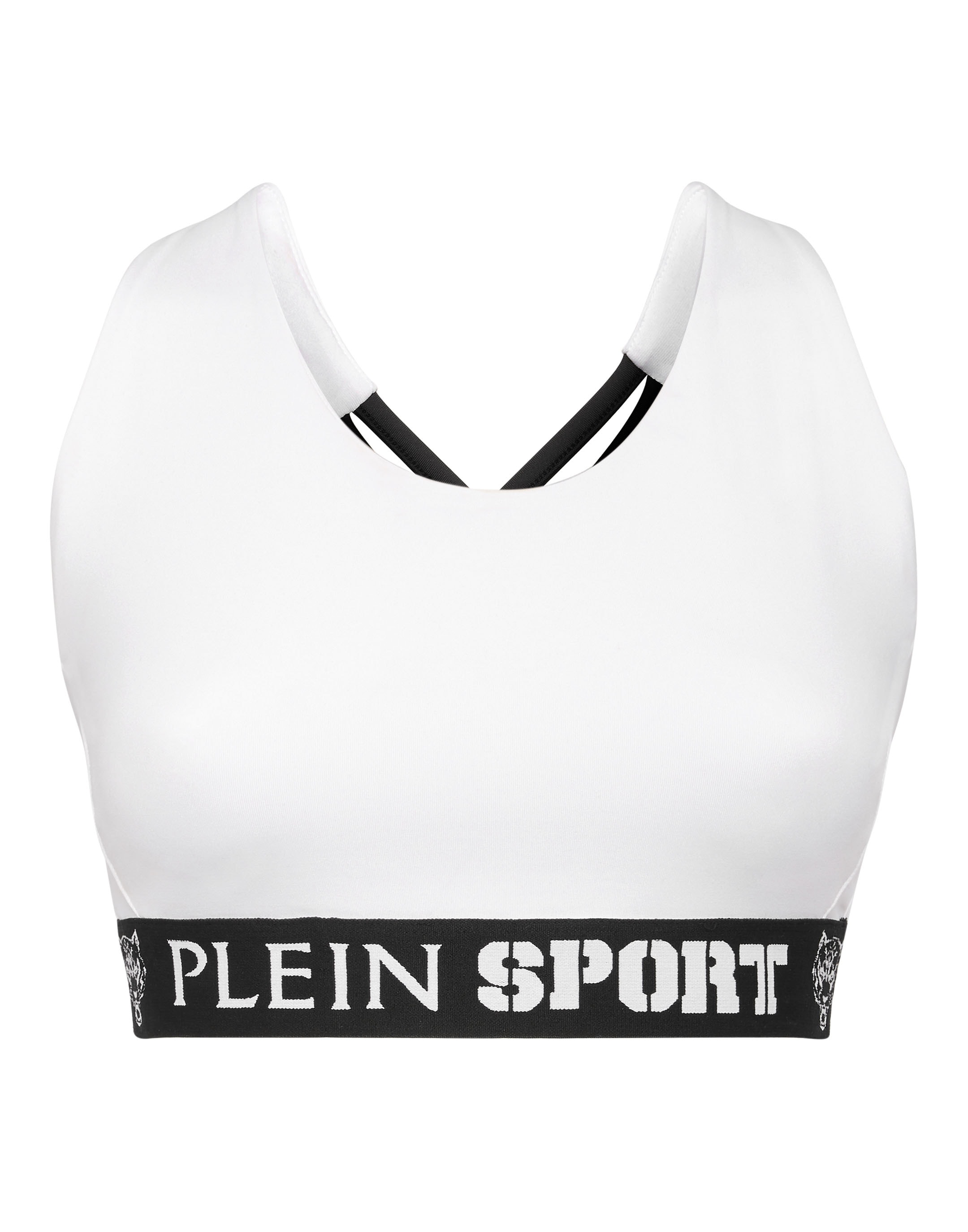 Lauftop PLEIN SPORT "Sport Top", Damen, Gr. L, weiß (01, weiß), Obermaterial: 90% Polyester, 10% Elasthan, Tops