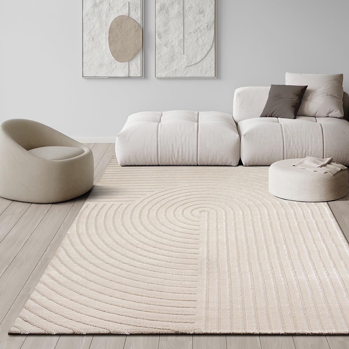 Teppich THE CARPET "Knight", beige, B:120cm H:12mm L:170cm, Polyester, Teppiche, Teppich, moderner Wohnzimmer Teppich elegant glänzender Flor
