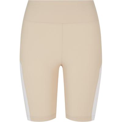Radlerhose URBAN CLASSICS "Urban Classics Damen Ladies Color Block Cycle Shorts", Damen, Gr. M, US-Größen, beige (softseagrass, weiß), 80% Polyimid, 20% Elasthan, unifarben, skinny fit, Hosen Image