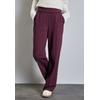 Stoffhose STREET ONE, Damen, Gr. 34, Länge 32, rot (mulberry rot), Web, Obermaterial: 61% Viskose, 32% Polyamid, 7% Elasthan, unifarben, casual, straight fit, Hosen, mit Knopfdetail am Bund