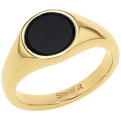 Fingerring AMOR "2037297/-298/-299/-300-306, 2037307/-08/-09/-10-16" Gr. 62, schwarz (gelbgoldfarben, schwarz, schwarz), Fingerringe, Damen, 62, Edelstahl, 1,9mm, mit Onyx Image