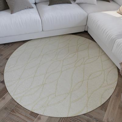 Wollteppich WECON HOME "Hamptons TWENTYTHREE", beige (creme weiß), H:15mm Ø:200cm, Schurwolle, Teppiche, Schurwolle, Kurzflor, Wohn- & Schlafzimmer, elegant, welliges Design Image