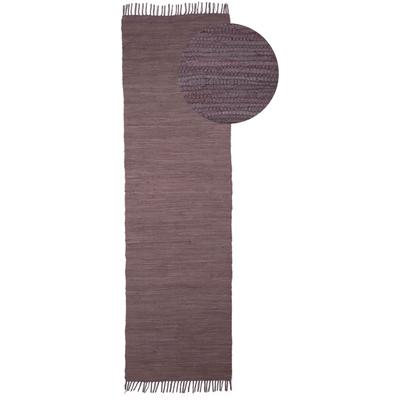 Teppich CARPETFINE "Kelim Chindi uni, auch als Läufer", lila (mauve), B:60cm H:5mm L:180cm, Baumwolle, Teppiche, Wendeteppich, reine Baumwolle, handgewebt, Uni-Farben, mit Fransen Image