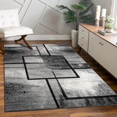Teppich PACO HOME "Mondial 107", grau, B:80cm H:13mm L:150cm, Polypropylen, Teppiche, Kurzflor, modernes abstraktes Design Image