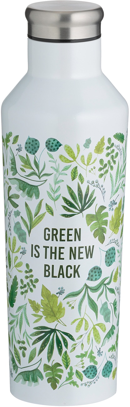 Isolierflasche TYPHOON "PURE NEW BLACK", grün (weiß, grün), H:25cm, Edelstahl, Trinkflaschen, Edelstahl mit Trend-Design, doppelwandig isoliert, 0,5 Liter Image