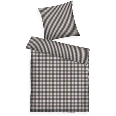 Bettwäsche TOM TAILOR HOME "CLASSIC CHECK in Gr. 135x200cm oder 155x220cm", anthrazit, sunny sand, B/L: 135cm x 200cm, ,