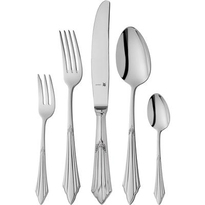 Besteck-Set WMF "Fächer", grau (edelstahl), 30 tlg., Cromargan Edelstahl Rostfrei, Essbesteck-Sets, ergonomisch, Cromargan protect Image