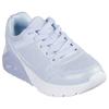 Sneaker SKECHERS "UNO LITE 2.0", Kinder, Gr. 37, blau (hellblau), Lederimitat, schimmernd, casual, Schuhe, Schnürschuh mit farbl. Keilsohle, Größenschablone zum Download