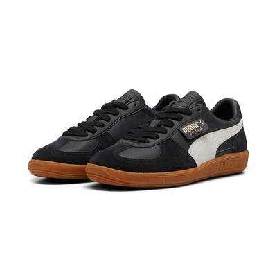 Sneaker PUMA "PALERMO LTH", Gr. 42,5, puma schwarz, feather gray, gum, Leder, unifarben, sportlich, Schuhe