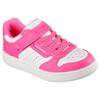 Sneaker SKECHERS "QUICK STREET", Kinder, Gr. 30, pink (pink, weiß), Lederimitat, kontrastfarbene Details, sportlich, Schuhe, Retro Sneaker mit Klettverschluss, Größenschablone zum Download