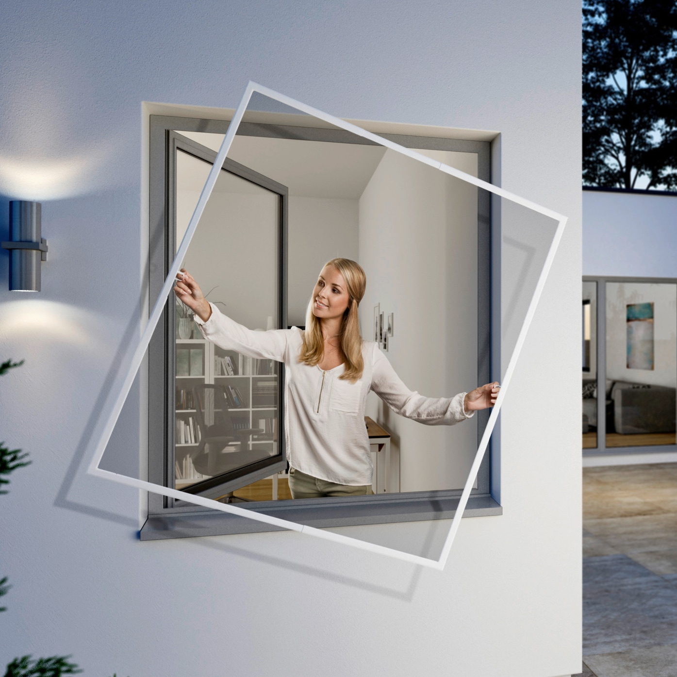 Insektenschutz-Fensterrahmen WINDHAGER "FlexiFit", weiß (rahmen: weiß gewebe: anthrazit), B:130cm H:150cm, Insektenschutzgitter, BxH: 130x150 cm