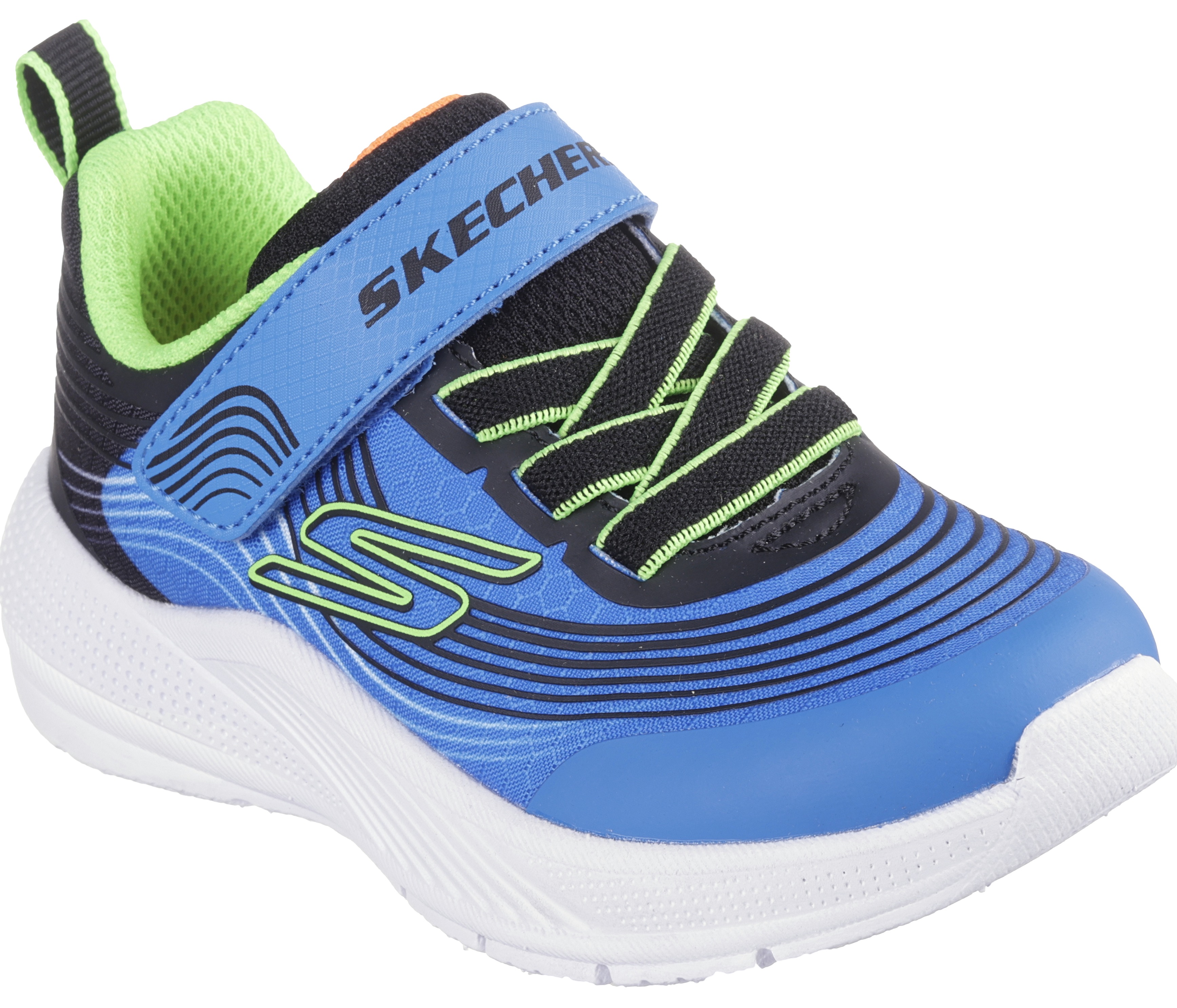 Sneaker SKECHERS "MICROSPEC ADVANCE", Kinder, Gr. 23, blau, Lederimitat, Textil, Schuhe, Babyschuh mit zusätzlichem Gummizug, Größenschablone zum Download Image