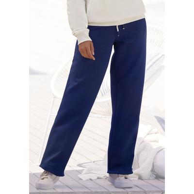 Sweathose H.I.S, Damen, Gr. 32/34, N-Gr, blau (dunkelblau), Sweatware, Obermaterial: 60% Baumwolle, 40% Polyester, unifarben, casual, bequem lang, Hosen, mit elastischen Tunnelzugbund Image